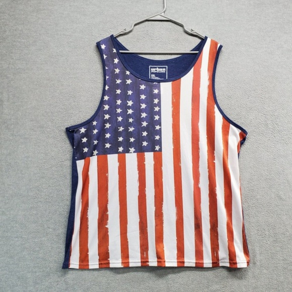 Urban Pipline Men Shirt 2XL Blue Jersey American Freedom Patriotic Flag Graphic
